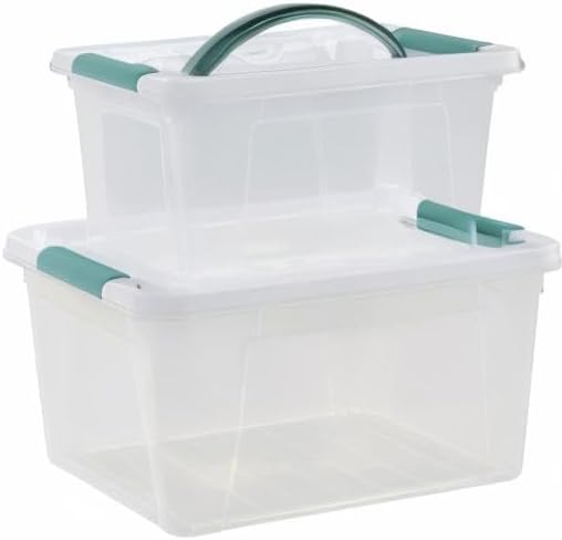 14 Quarts & 7 Quarts Storage Bins with Lids, 2-pack Clear Plastic Totes Boxes