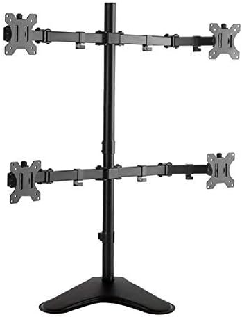 Stand Steady 4-Monitor Mount | Height-Adjustable Stand with Stabilizing Base - Fits Most LCD/LED Monitors 17-32 in (Black)