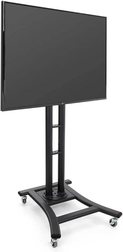 Mobile TV Stand with Wheels for LCD, Plasma or LED Monitors Between 32 and 65 inches, Height-Adjustable - Black