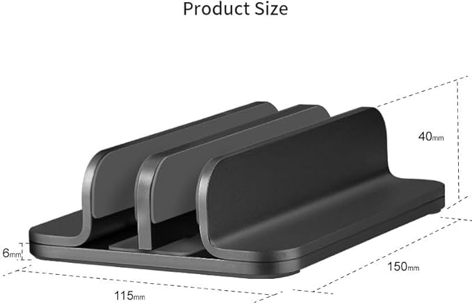 Aluminum Alloy Double Slot Storage Port Vertical Laptop Stand,laptop stand for desk,adjustable laptop stand,Applicable to all MacBook models