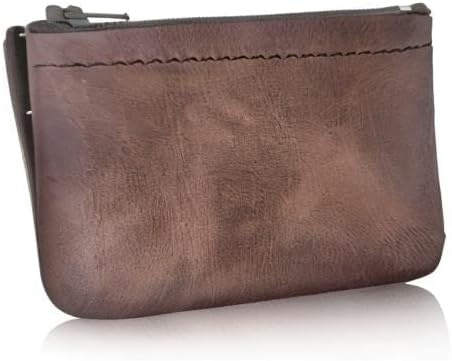 Genuine Leather Small Zipper Pouch Coin Purse for Women Change Holder for Men Size 4 x2.5 Made in U.S.A