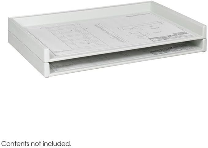 Pemberly Row Giant Stack Tray Set for 24" x 36" Documents, White Finish, HDPE Plastic, Steel Reinforced, Stackable Up to 5 ft, 300 lbs Capacity, Office Filing Storage System