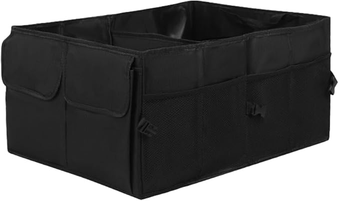 HZEL Car Trunk Organizer, Foldable Large Capacity Vehicle Backseat Cargo Net Storage Container with Handle, Collapsible Waterproof Automotive Trunk Storage Organizer, Universal for Vehicles
