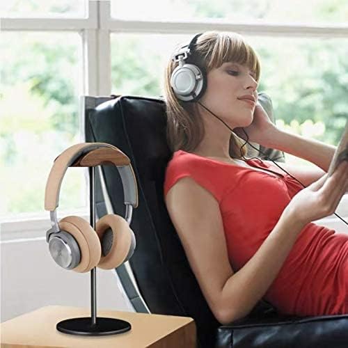 Headset Stand with 6.5cm Wide Walnut Wood Headrest,Headphone Holder Desk Removable with Solid Heavy Base,Headset Holder for Over Ear and Gaming,Headphone Stand Suitable for Table