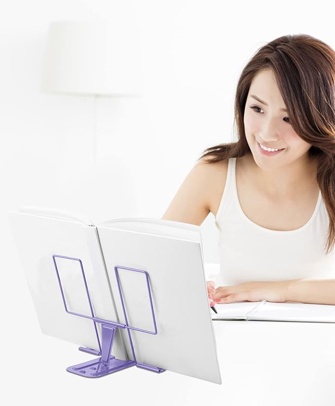 Honagu Adjustable Reading Rest - Book Holder, Documents Holder, Sturdy Typing Stand for Recipes, Textbooks, Tablet, Music Books (Purple)