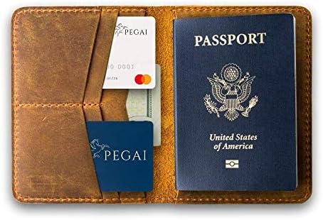 PEGAI Personalized Leather, Passport Holder For Travel | Handmade Passport Wallet Cover Case | Travel Document Holder, Passport Cover for Men, Women, and Family | Pike (Dexios Black)
