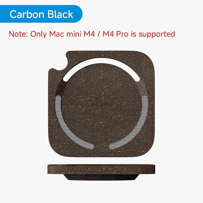 Hagibis Mac mini M4 Stand, Carbonized Cork Desktop Stand Dustproof Laptop Holder Environmentally Friendly Cooling Heat Disspation Mount for Mac mini M4 Pro 2024 (ZM10 Carbonized Cork)