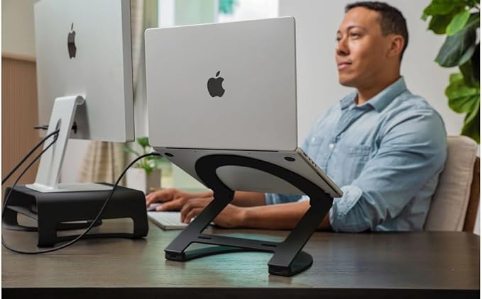Twelve South Curve Flex | Ergonomic Height & Angle Adjustable Aluminum Laptop/MacBook Stand/Riser, fits 10"-17"