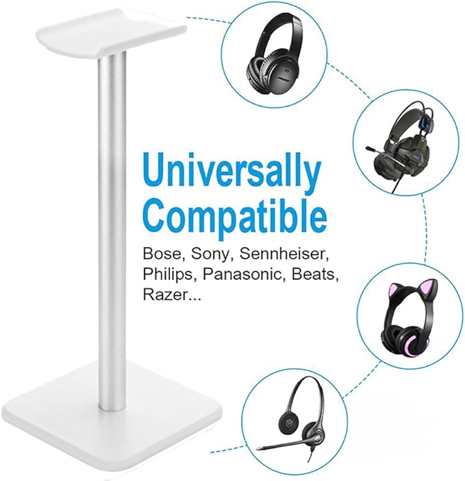 Headphone Stand Hanger, Universal Aluminum Metal Holder for AirPods Max,HyperX Cloud II,Xbox One,Turtle Beach,Sennheiser,Sony,Bose,Beats PC Gaming Headset Display&Wireless Headphones