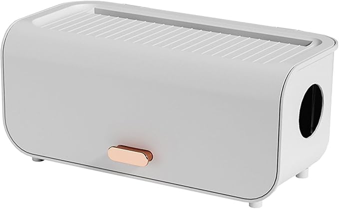 Cable Management Box, Cord Organizer Box with Detachable Base and Ventilation Design, for Hiding Power Strips Chargers Cables (White)