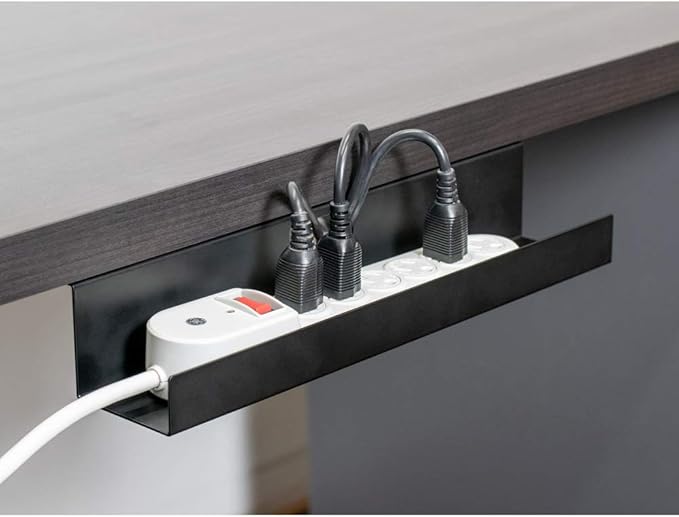 Oeveo Under Desk Cable Management Tray CMT-122 — Made in USA, Heavy-Duty Metal | Easy Installation, Organize & Hide Cords, Power Strips, and Adapters — 11.75L x 2.13D x 2H inches (Single)