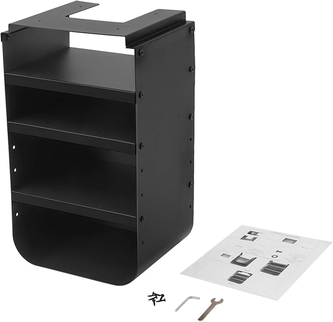 Under Desk Storage, Under Desk Shelf, 4-Tier Adjustable Storage Shelf with Sturdy Metal Frame, Space Saving Open Organizer for Home Office, Study Room, Living Room