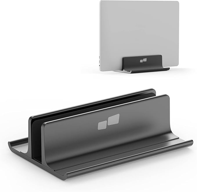 MP Mobile Pixels Upright Laptop Cradle Stand 3-in-1 Design, Adjustable Desktop Aluminum Stand for Smartphones, Tablets, Laptops, Books (Black)