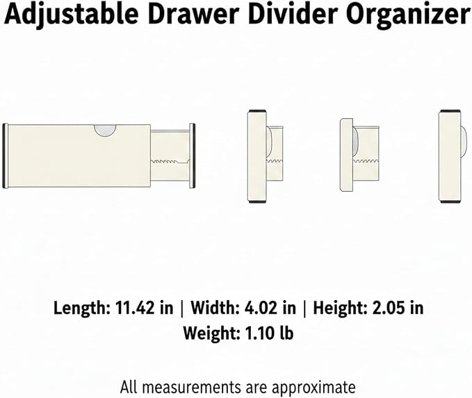 Expandable Drawer Organizer Insert - Tool-Free Adjustable Divider for Kitchen, Bathroom & Office Storage (1 Piece, White)