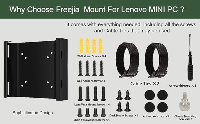 2 Pack Mini PC Mount Compatible with Lenovo ThinkCentre Tiny, Wall VESA and Under Desk Mount for Lenovo ThinkCentre Tiny Desktops M600 M700 M710Q M715q M720Q M800z M900 M910Q Mini Desktop Bracket