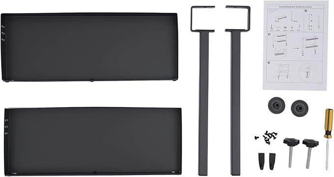 Clamp-On Desk Shelf, 2-Tier Under Desk Organizer with 22 lbs Capacity per Tier, Carbon Steel Desktop Shelf for Laptop Books Storage, Clip-on Shelving with Adjustable Storage Tray for Home Office