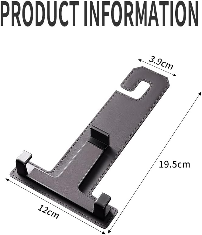 Car Hooks for Headrest, Multifunctional Luxurious Leather and Magnesium Alloy Car Seat Back Hook & Mobile Phone Holder, Double Headrest Hanger Storage Hook for Purses, Handbags (Brown)