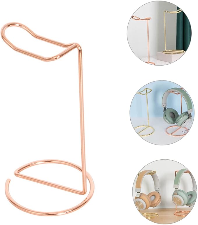 Headset Simple Headphone Stand Headband Stand Desktop Speaker Stand Desk Accessory Headset Rack Earphone Supporting Hanger Headset Frames Iron Rose Gold Headset Holders
