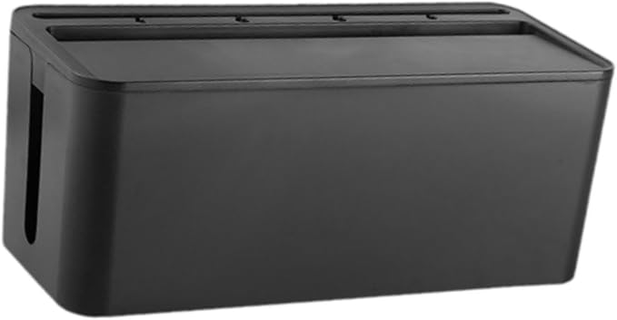 Fenteer Cable Management Box Holder Case Fashion Large Capacity Cord Cover Box Organizer for Wire Management Messy Cables TV Office, Black