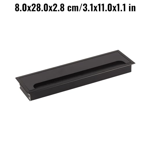 Desktop Cable Management Cover for Desk Organization - Aluminum Alloy Cable Box with Brush Seal (Black, 8.0x28.0x2.8 cm)