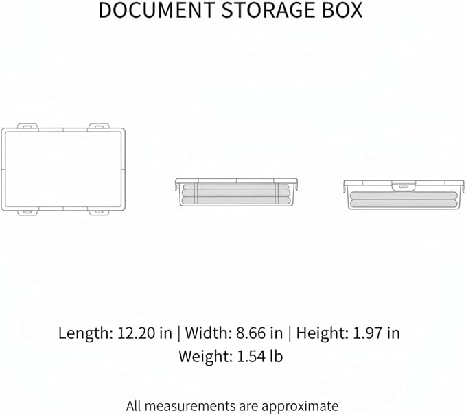 1 Pack Document Storage Box with Lid, Rigid PP Plastic File Organizer for Desktop and Drawer Organization