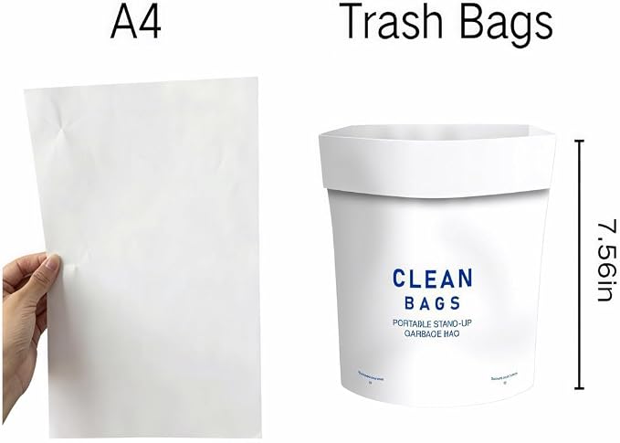 Annper Disposable Car Trash Bags for Garbage, 20 Pack 7.56" × 5.55" × 4.57" Vomit Bags with Recycled HDPE, Adhesive Hanging Trash Can Liners for Car Boat Plane Travel Camping Office Bedroom