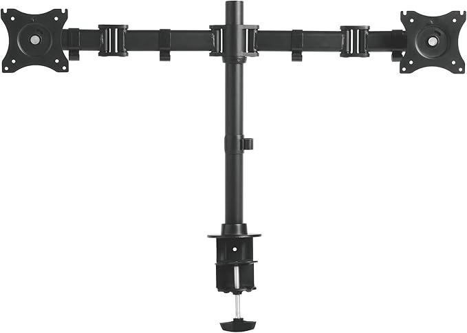 Kantek Dual Monitor Arm, Stand Mounts 2 Screens up tp 27", 2 Articulating Adjustable Arms Hold 18lbs, Desk and Grommet Mount, Cable Management, VESA