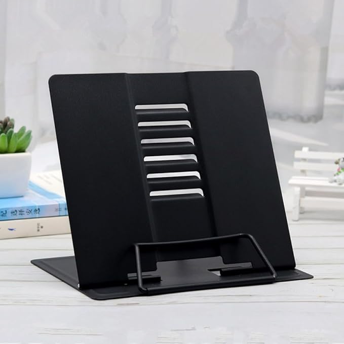 Citmage Desk Book Stand Document Holder Heavy Duty Metal Reading Stand with Book Magazine Menu iPad Music Score Speech Draft with 6 Adjustable Positions,Black Compact