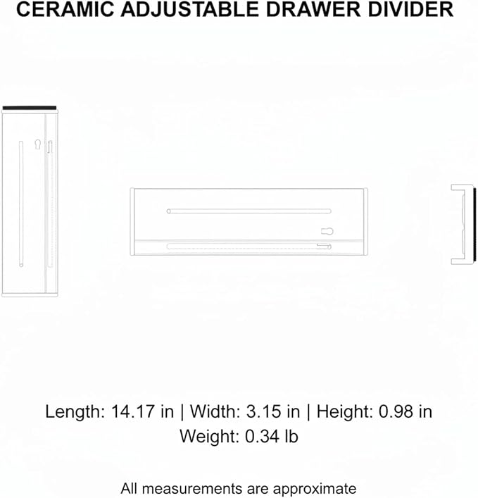 Ceramic Adjustable Drawer Divider, Extendable Organizer for Kitchen and Office Drawers, White (1 PC)