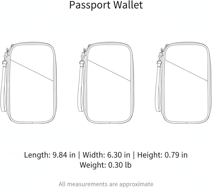 Passport Wallet, Slim Oxford Cloth Travel Document Organizer with Card Slots for Airport Check-in (1 PC)