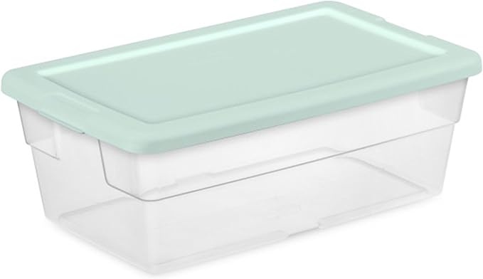 Sterilite 5-Pack Stackable Storage Bin with Lid, Clear Plastic Design, 6 Quart