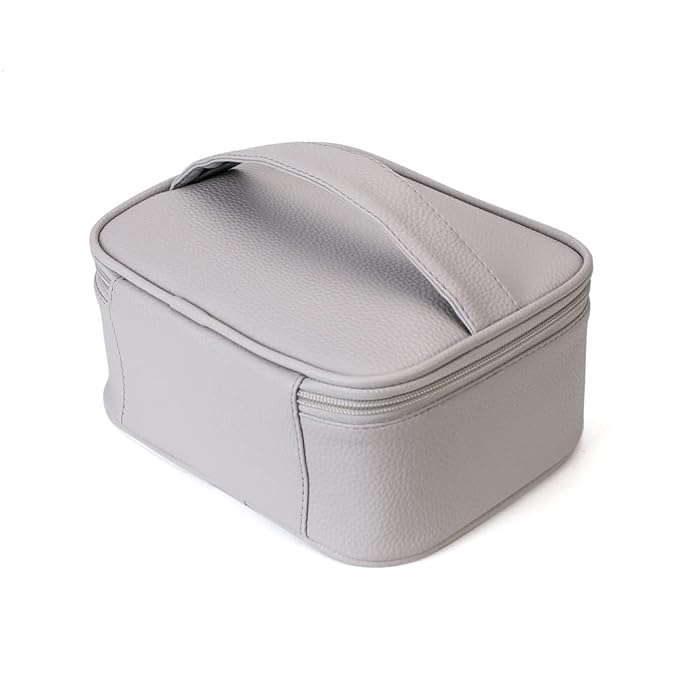 FITINI Makeup Bag Travel Large Toiletry Bag 3 Pack Portable Cosmetic Organizer Pouch with Small Brush Storage Case Gold Zipper Waterproof for Women and Girls,Gray