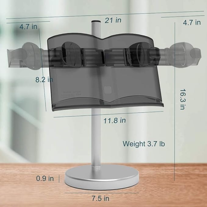 LS Hands Free Book Stand Flexible Folding Document Holder Adjustable Reading Height and Angle for Hard Covers, Paperbacks, CookBooks, TextBooks, Magazines (Height Black Book)