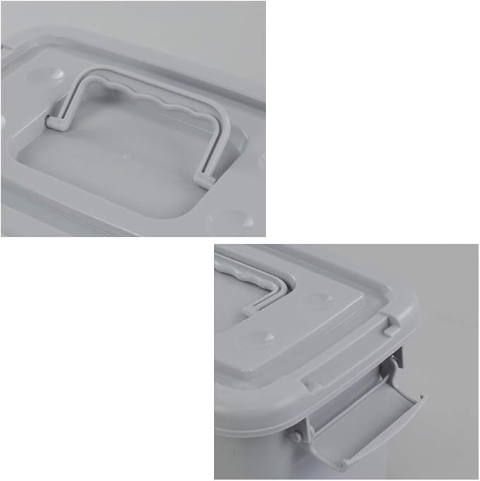 Readsky 6-Pack 5 L Plastic Storage Bin with Lid and Handle, Grey