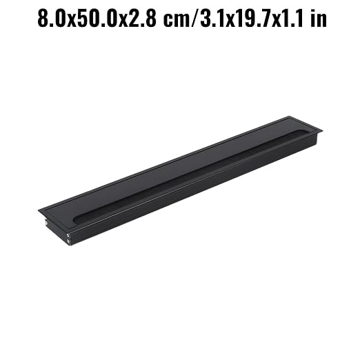 Desktop Cable Management Cover for Desk Organization - Aluminum Alloy Cable Box with Brush Seal (Black, 8.0x50.0x2.8 cm)