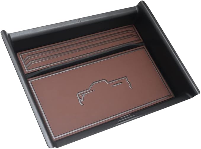 TripleAliners for 2022 2023 2024 2025 2026 Tundra Center Console Leather Insert Storage Organizer Accessories with Trim Compatible with Toyota Tundra 2022-2026 SR SR5 Limited TRD PRO (Leather Brown)