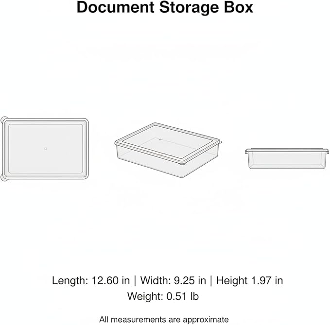 Clear PP Plastic Document Storage Box with Lid, Stackable A4 File Organizer Bin for Office Desk & Home Study (1 Pack)