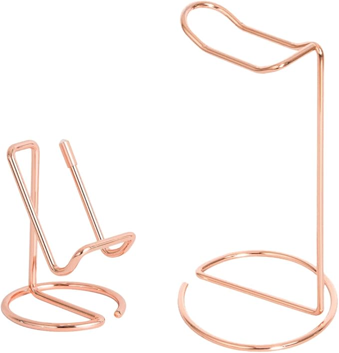 JIARI Headphones Stand and Cell Phone Stand Desktop Metal Holder Accessories 2pcs Set (Rose Gold)