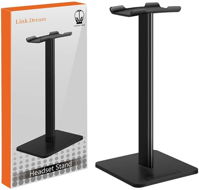 Headphone Stand Headset Holder- Gaming Headset Holder with Aluminum Supporting Bar Flexible Headrest Anti-Slip Earphone Stand for All Headphones, Black