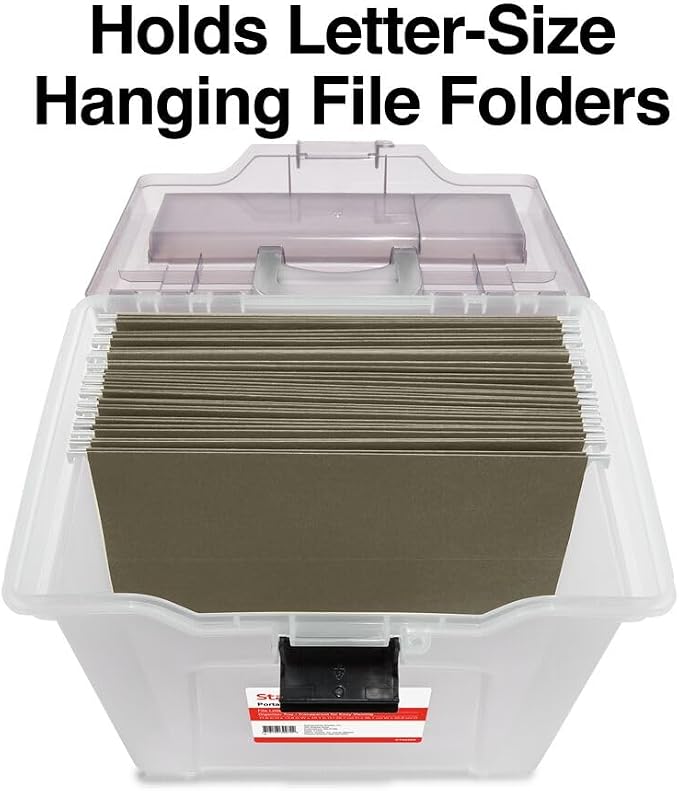 STAPLES File Box File Portable Tote, Letter Size, Clear, 2/Pack