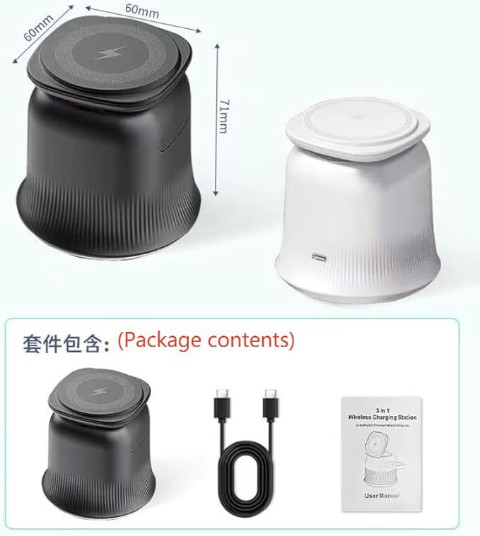 2026 3 in 1 Wireless Charging Station for Apple MagSafe Charger, 15W Fast Magnetic MagSafe Charger Stand for iPhone 17 16 15 14 13 12 Apple Watch AirPods Series (White), Gifts for Men