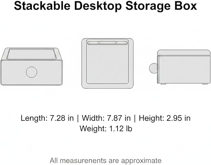 Stackable Desktop Storage Box with Lid, PP Plastic Organizer Bin for Office Desk Clutter, Space Saving File & Supply Container