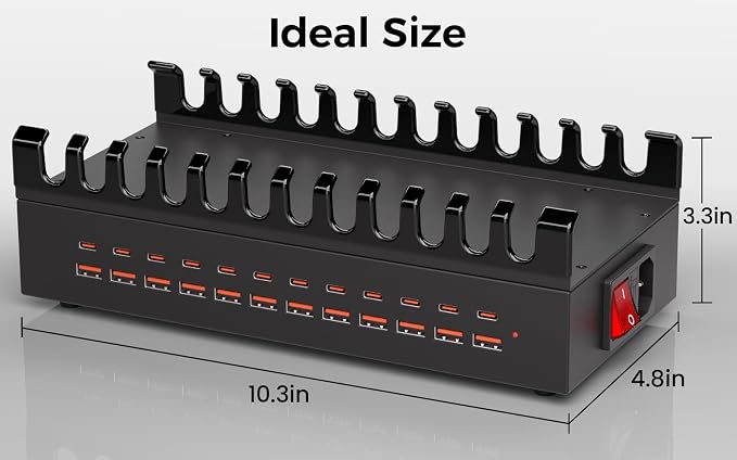 350W USB Charger Block Charging Station, 8 Port USB C Fast Charging Station for Multiple Devices, PD 100W USB Fast Charger Block Compatible with Laptop, Tablet, ΐPhone, iPad and More