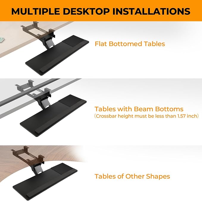 Keyboard Tray - Under Desk Keyboard TrayοΌ 360Β° Adjustable Slide Out Keyboard Tray Under Desk with Mouse Pad & Wrist RestοΌ Ergonomic Design Improves Bad Sitting Posture