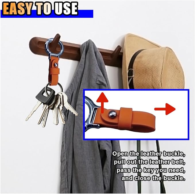 GLSOWEE Carabiner Key Ring Clip, Car Fob Key Keychain Holder Car Keychain Clip for Men Women, Key Ring Belt Holder (Orange)
