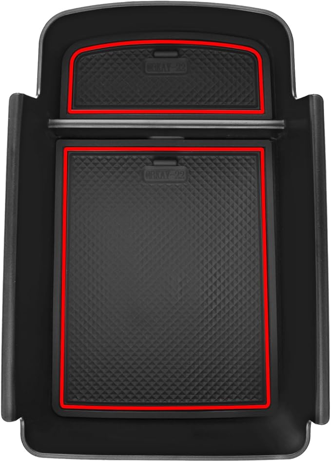 SKTU for 2024 2025 2026 Chevrolet Trax Center Console Organizer 2024 2025 2026 Chevy Trax Console Tray Trax Armrest Storage Box 2024 2025 2026 Chevy Trax Accessories with Sunglasses Holder (Red)