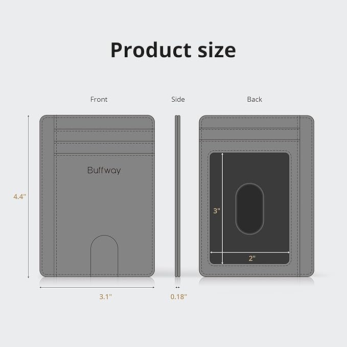 Buffway Slim Minimalist Front Pocket RFID Blocking Leather Wallets for Men and Women - Alaska Green