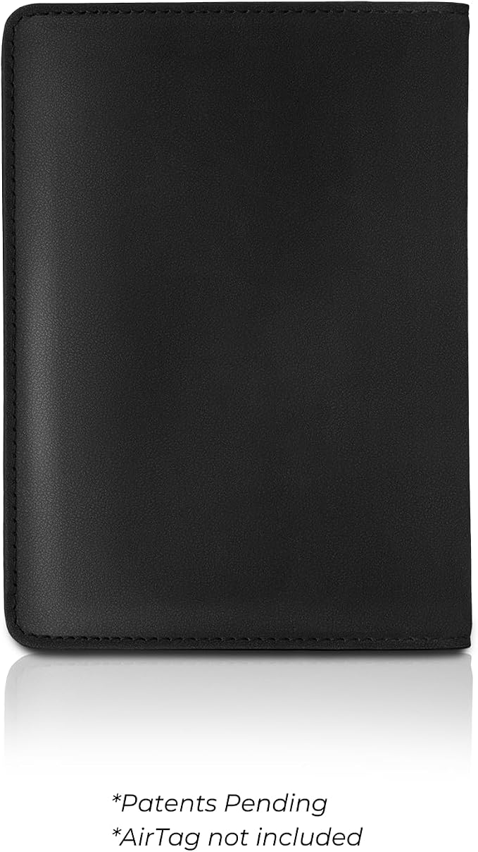 Kings Loot Passport Holder Wallet – RFID Blocking Leather Travel Wallet with Built-in Airtag Holder – Holds 1-6 Cards & Passport – Easy Pull Tab – Slim & Stylish Wallets (Midnight Black)