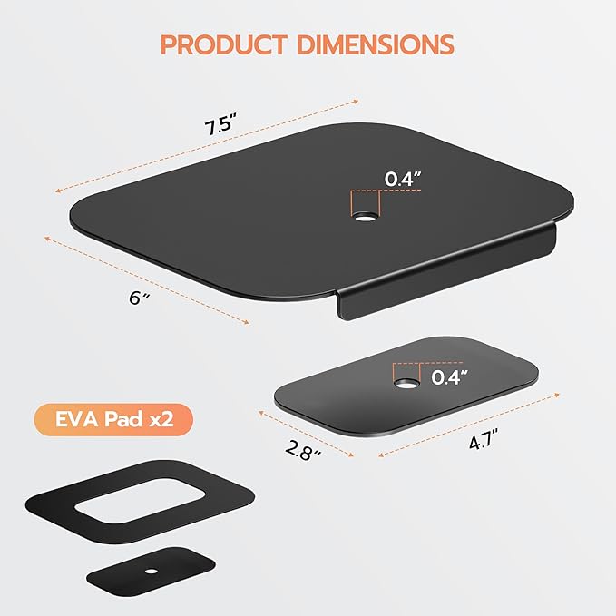 ARES WING Steel Monitor Mount Reinforcement Plate for Thin, Glass and Other Fragile Tabletop, Steel Monitor Stand Plate Compatible with Most C-Clamp and Grommet Monitor Arms, Black