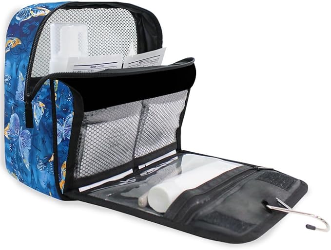 Hanging Travel Toiletry Bag Butterflies Dye Navy Kit Makeup Case Cosmetics Organizer for Men Women
